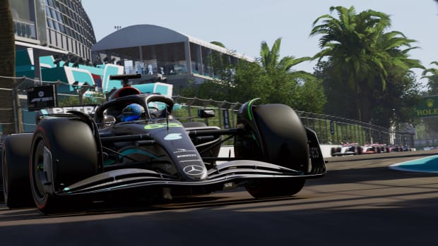 F1 23 Screenshot of Mercedes car on Miami circuit